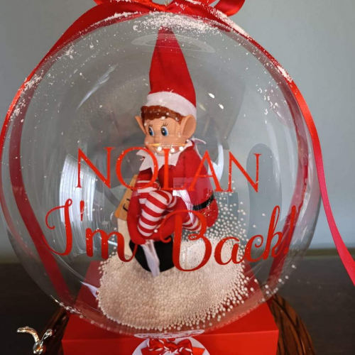Personalised Bobo Balloon with Naughty Elf & Sweet-Filled Gift Box